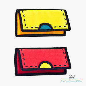 300x300 New Cartoon Drawing Comic Wallet Womens Long Clutch Purse