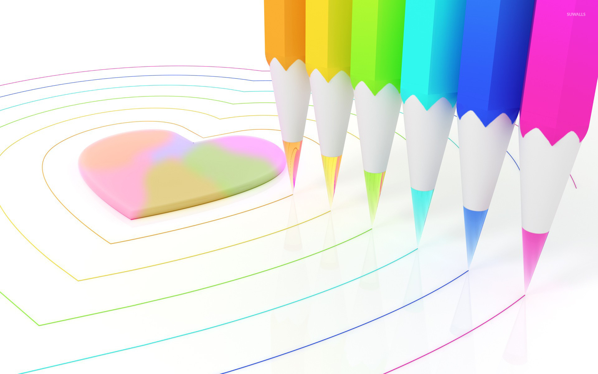 1920x1200 Colorful Pencils Drawing Hearts Wallpaper