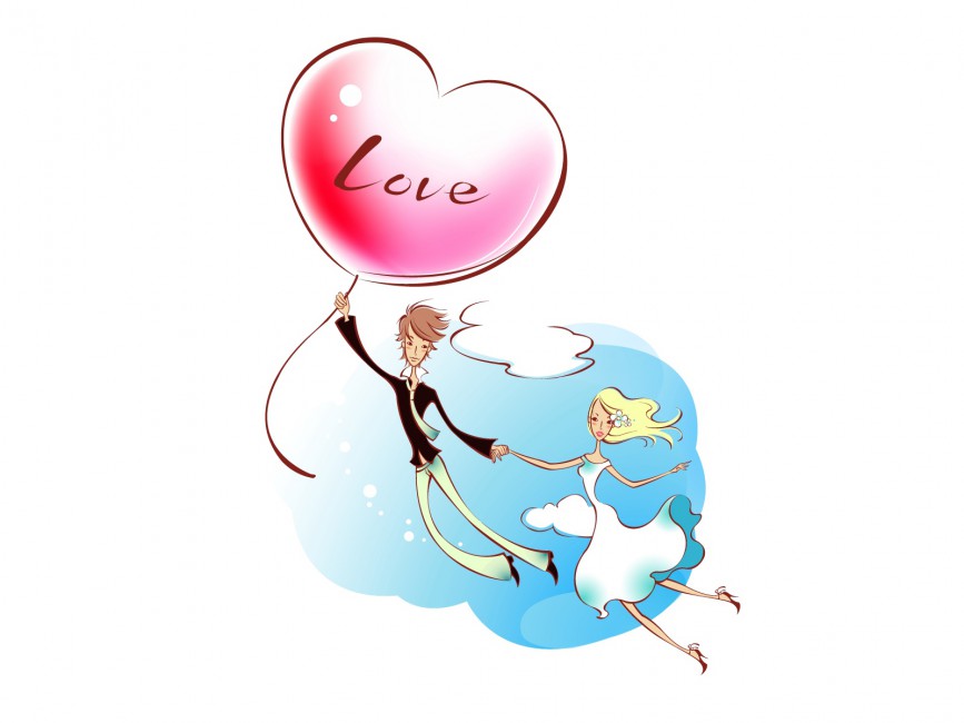 867x650 Couple Art Drawing Love Flight Heart Happiness