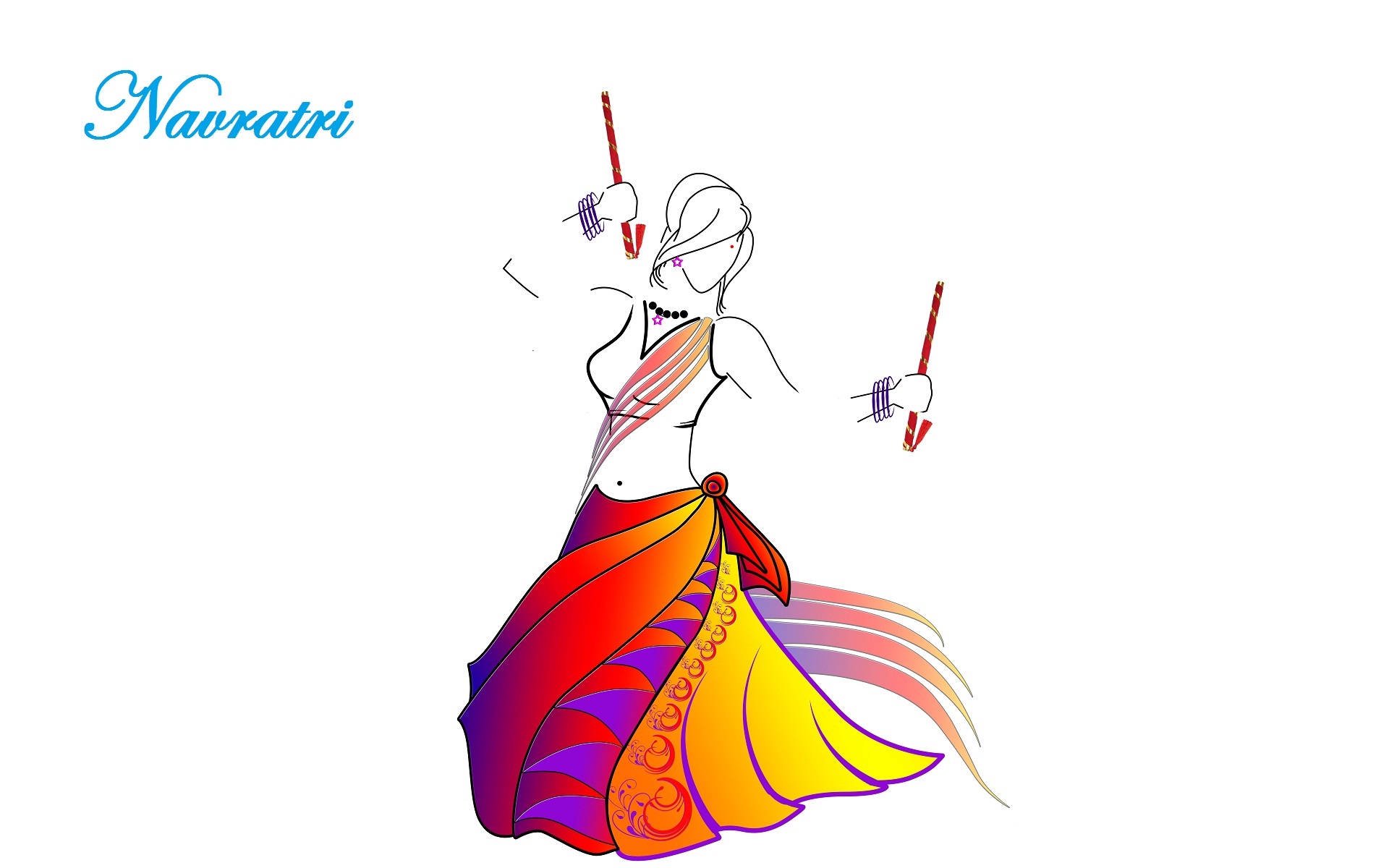 1920x1200 Navratri Night Girl Playing Dandiya Drawing Hd Wallpapers Rocks