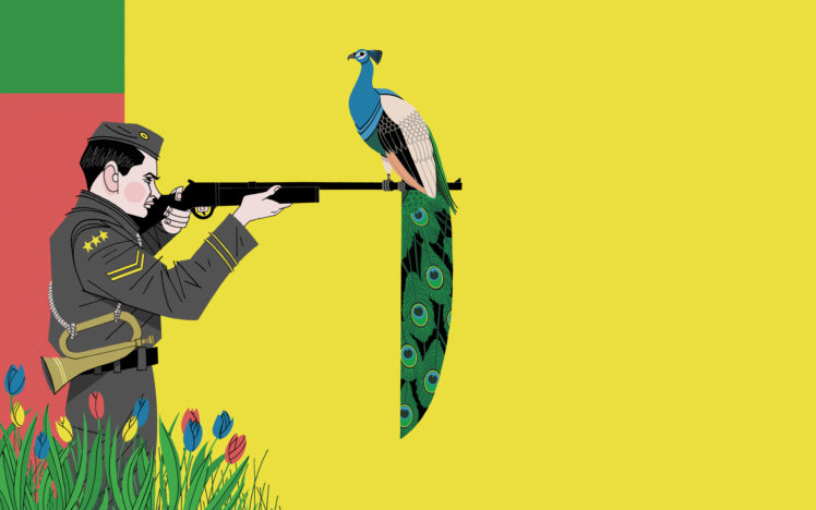 748x468 Drawing, Rifle, Abstract, Peacock Wallpapers Hd Desktop