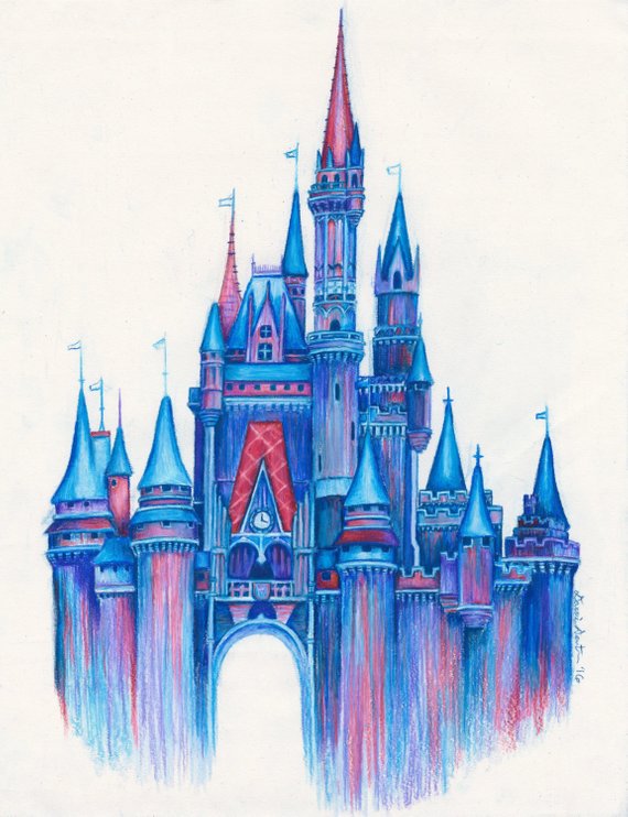 570x742 Magic In The Airdisney Castle Art Printcolorful Disney Castle