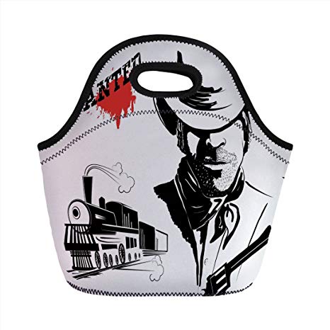 466x466 Neoprene Lunch Bag, Western, Cowboy Silhouette