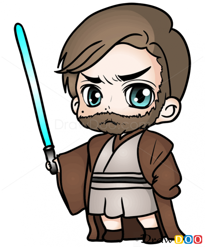 665x801 How To Draw Obi Wan, Chibi Star Wars