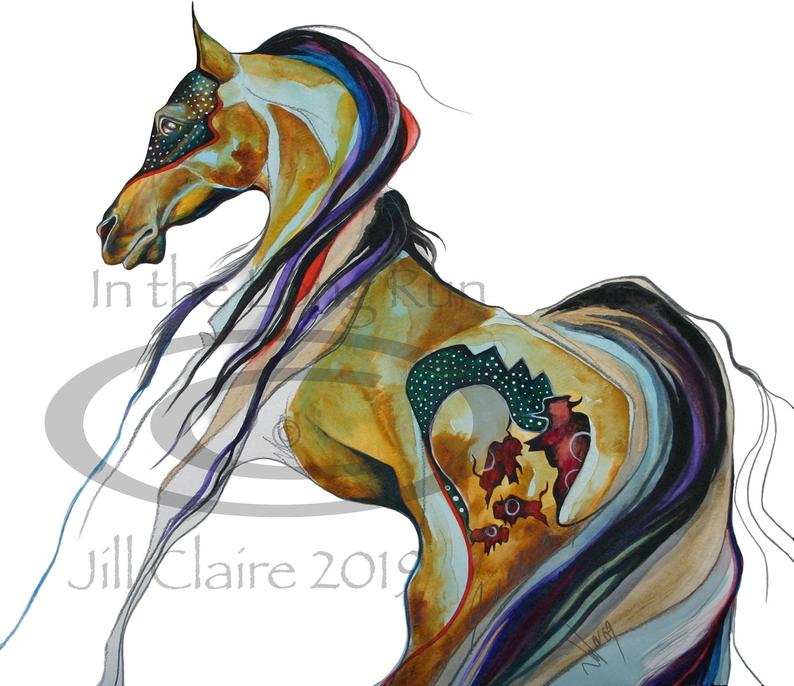 794x686 native american war horse buffalo art painting print jill etsy