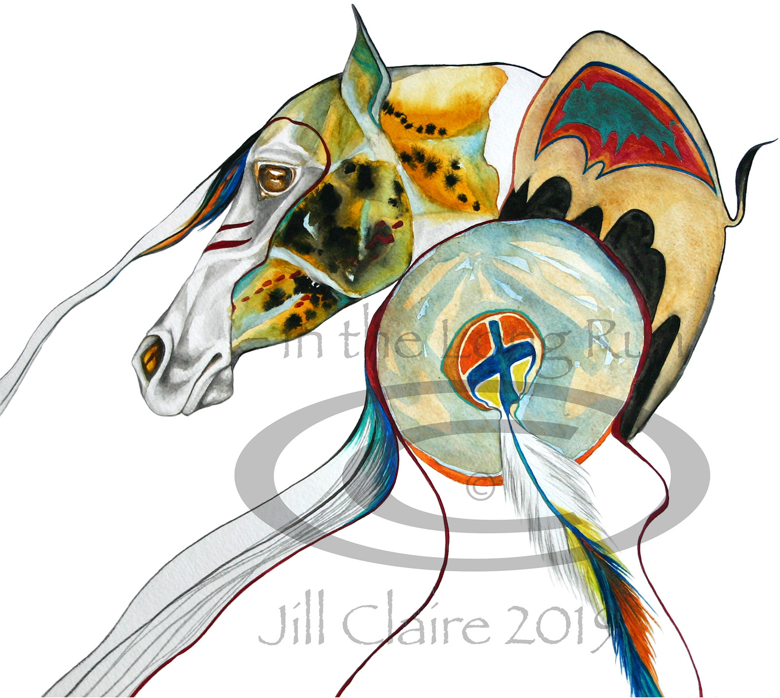 1600x1432 Native Buffalo War Horse Art Painting Print Jill Claire Etsy