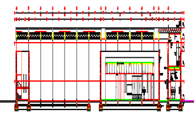 650x400 Section Drawing Of Comprehensive Court Warehouse Design Drawing