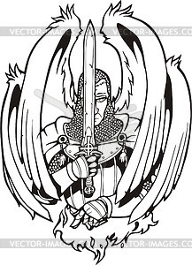 217x300 Angel Warrior Clipart Sword Vector
