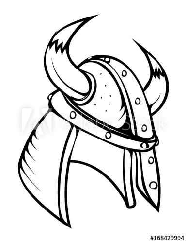 386x500 Viking Warrior Helmet Vector Drawing