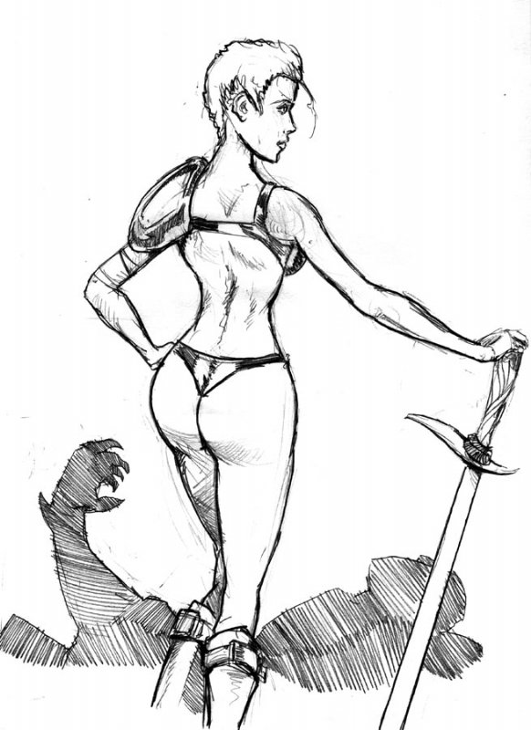 582x800 Warrior Girl, In Jay Fife's Sketches Comic Art Gallery Room