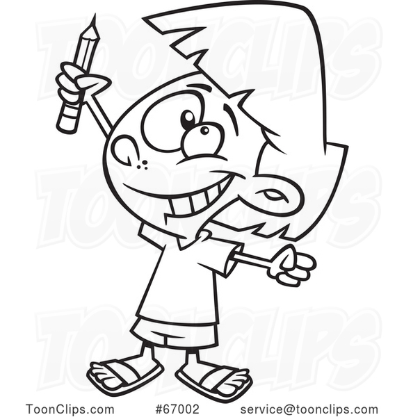 581x600 Cartoon Lineart Girl Classroom Warrior Holding Up A Pencil