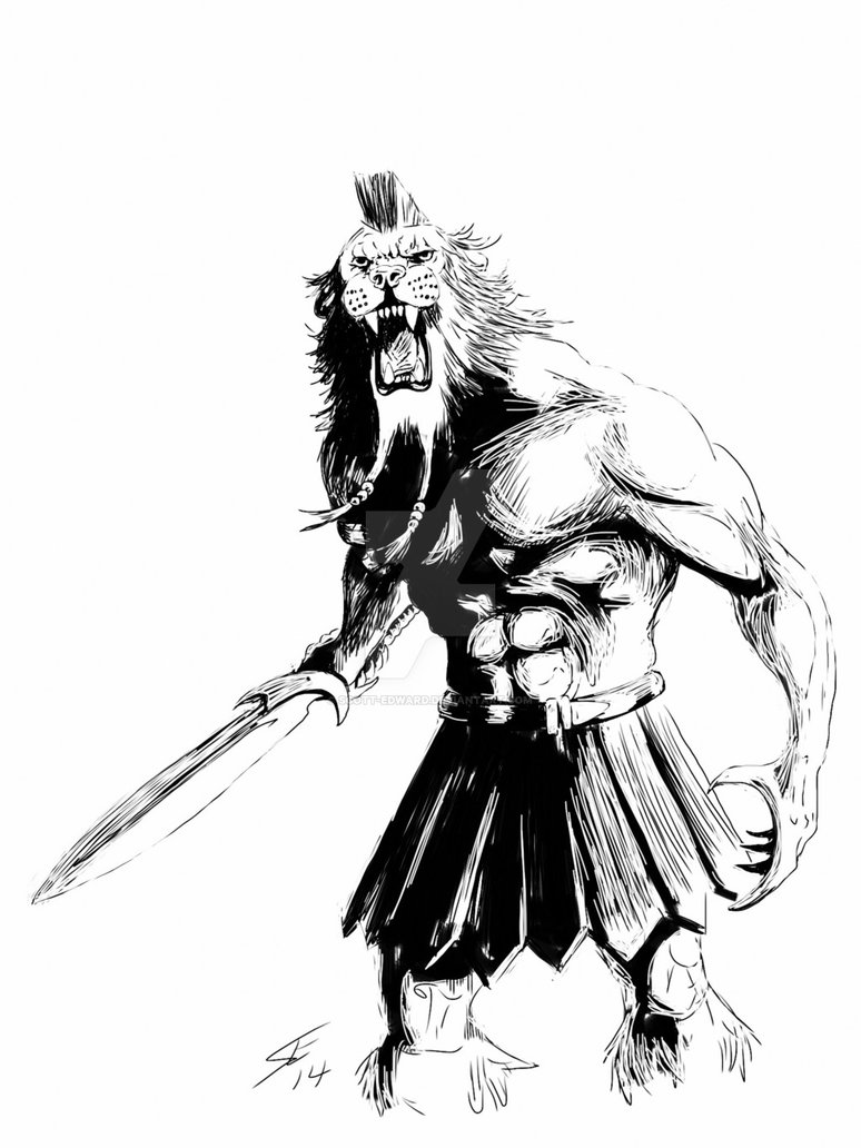 774x1032 Warrior Drawing Lion For Free Download
