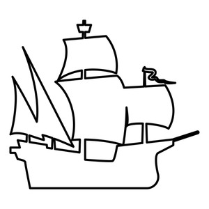 300x300 Medieval Ship Icon Black Color Vector Illustration Flat Style
