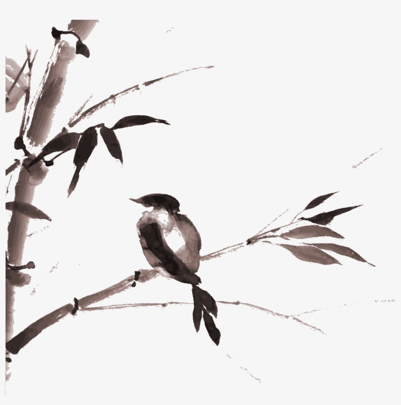 820x828 Ink Wash Painting Drawing Bamboo Japanese Art