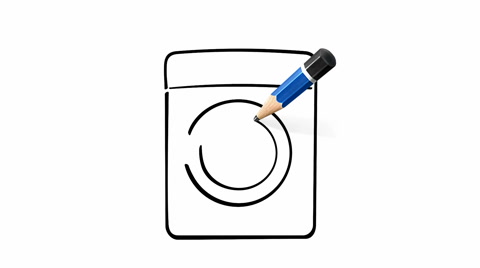 480x268 Drawing Of Washing Machine On White With Pencil Footage