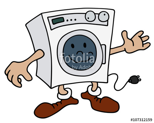 500x400 Funny Washing Machine Hand Drawing, Vector Illustration Stock