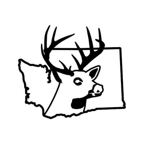 500x500 Washington State Deer Buck Hunting Vinyl Sticker