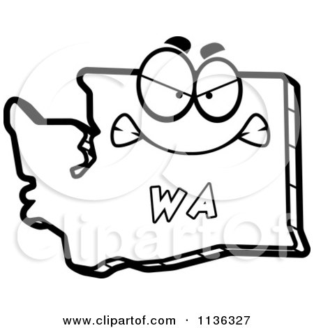 450x470 Cartoon Clipart Of An Outlined Mad Washington State Character