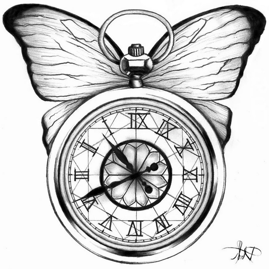 900x900 Jolly Time Is Making Fool Us Again Pocket Watch Tattoo Design