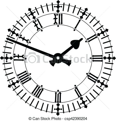 450x470 Roman Numeral Clock Drawing Roman Numeral Clock Architectural