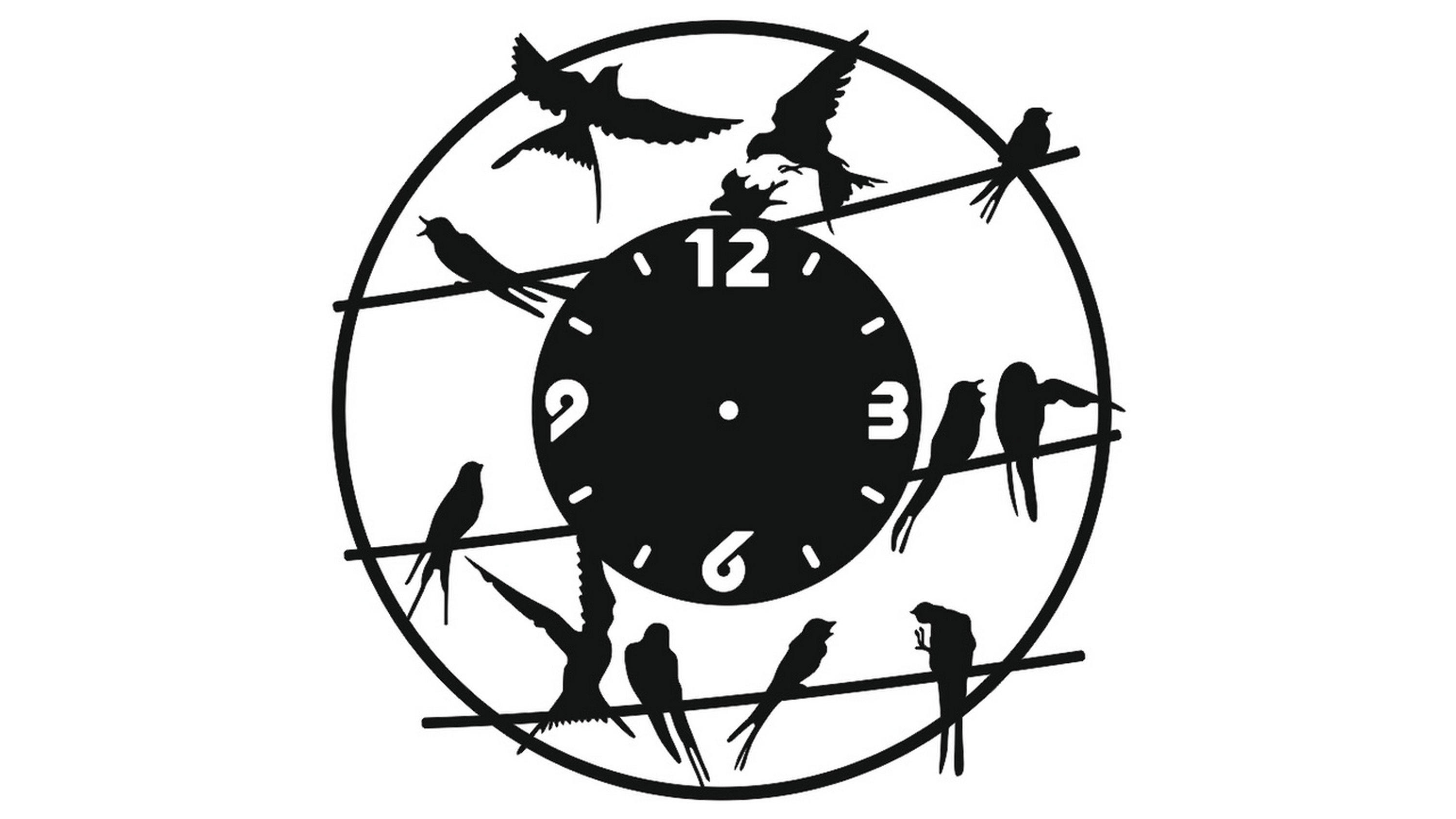 3000x1688 Vector Clock Drawing Hours Dxf Clock Plans Watches Wooden Etsy