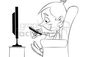 300x200 Boy Watching Tv Clipart Black And White Clipart Portal