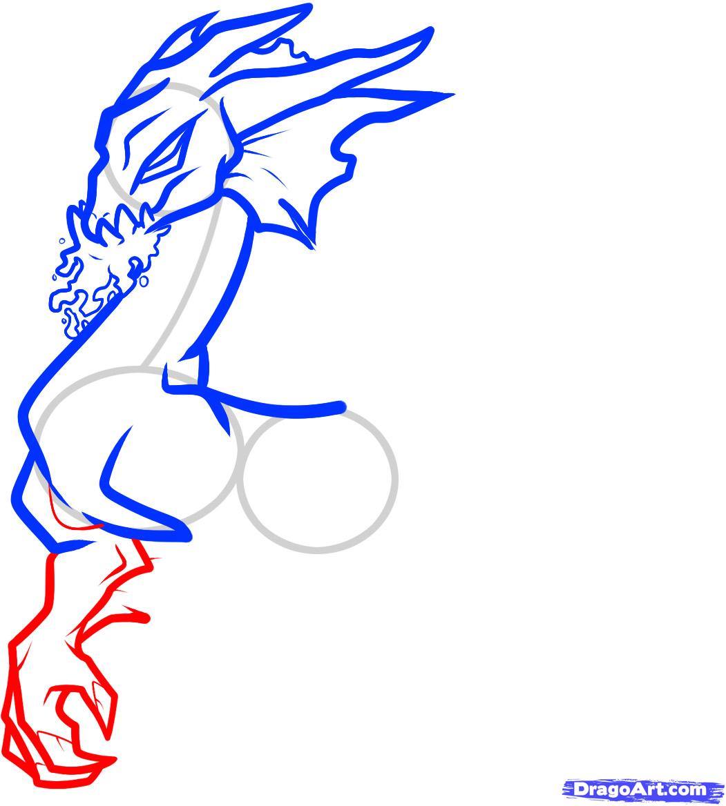 1051x1168 How To Draw A Water Dragon, Blue Dragon, Step