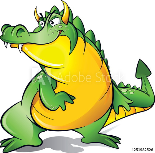 500x494 Dragon Drawing In Cartoon Style, Vector Illustration