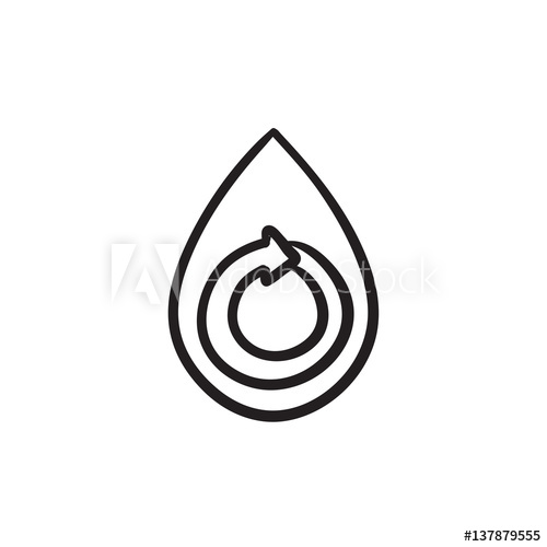 500x500 Water Drop With Circular Arrow Sketch Icon