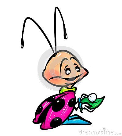 400x446 Ladybug Insect Water Drop Cartoon Illustration Animal Art