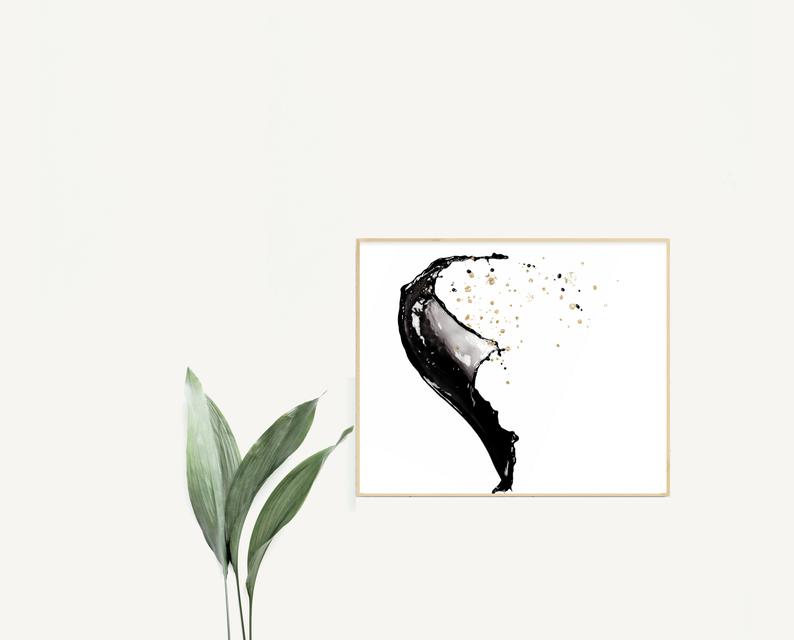 794x640 Printable Art Water Effect Black Ink Modern Wall Art Etsy