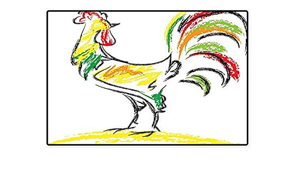 600x350 Water Repellent Rugs Rooster Chicken Tail Farm Animal