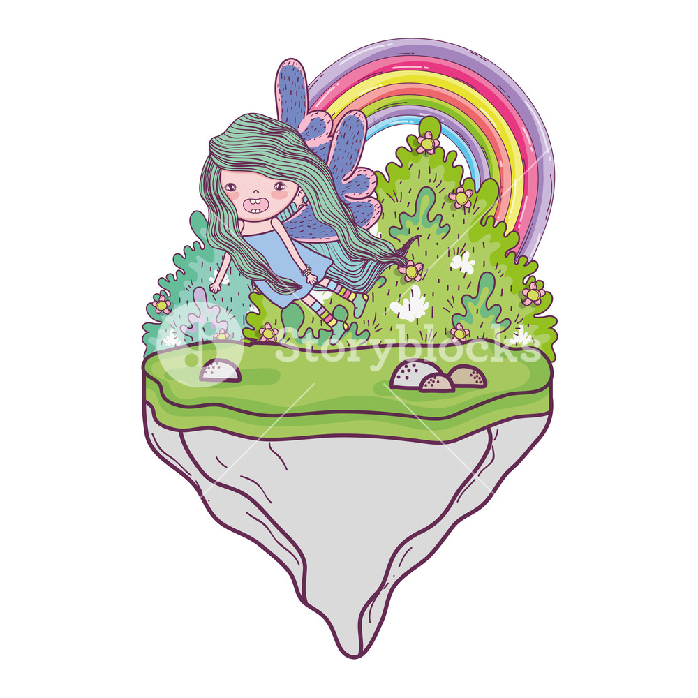 1000x1000 Cute Little Fairy With Butterfly Wings Character Vector
