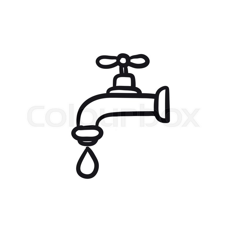800x800 Faucet With Water Drop Vector Sketch Stock Vector Colourbox