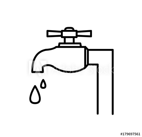 500x481 Water Faucet Droplet Line Art, A Hand Drawn Vector Doodle