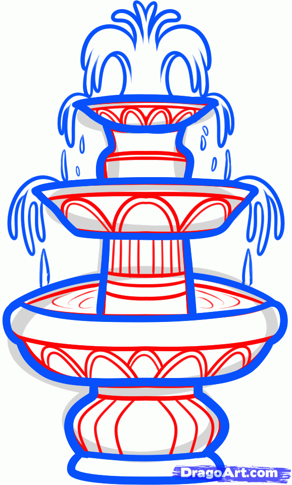578x961 Draw A Fountain, Water Fountain, Step