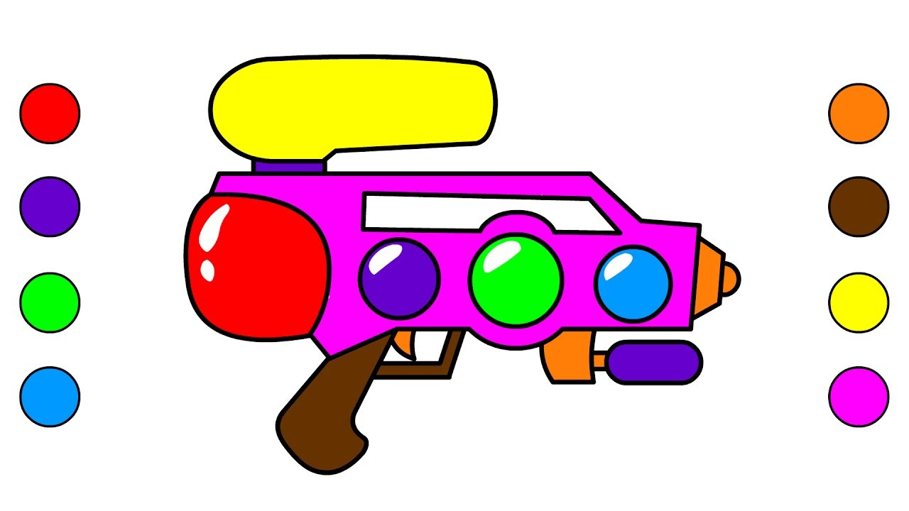 1280x720 Water Gun Coloring Pages For Kids Art And Drawing With Colorful
