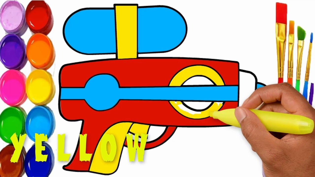 1280x720 Water Gun Coloring Pages And Drawing For Kids Colorful Water Gun