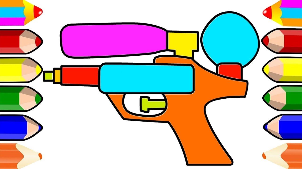 1280x720 Water Gun Coloring Pages And Drawing For Kids Water Gun Coloring