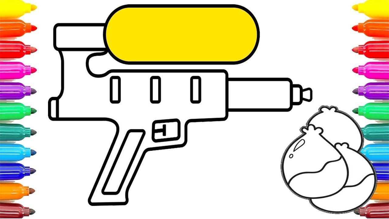 1280x720 Water Gun Coloring Pages And Drawing For Kidscolorful Water Gun