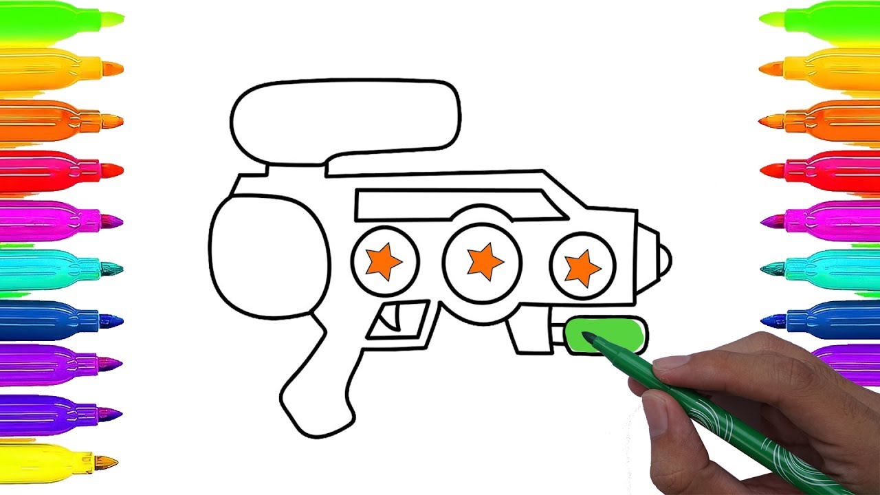 1280x720 water gun coloring pages and drawings with colorful stabilo art