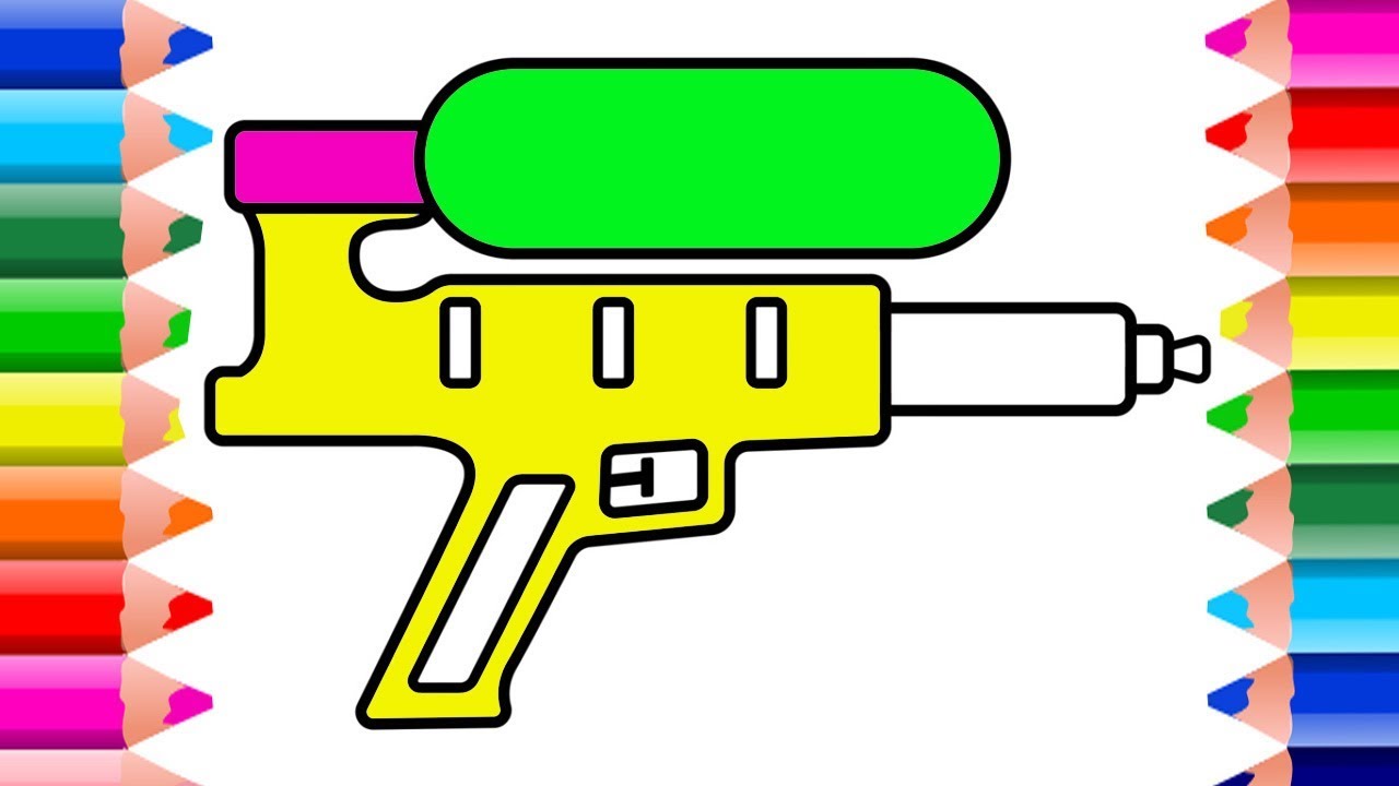 1280x720 Easy Drawing For Kids Colorswater Gun Coloring Pages And Drawing