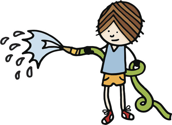 600x437 Boy With Hose Pipe And Water Art Print