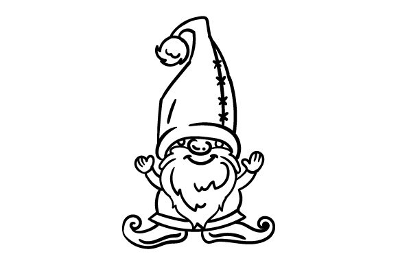 580x386 Garden Gnome Line Art Drawing