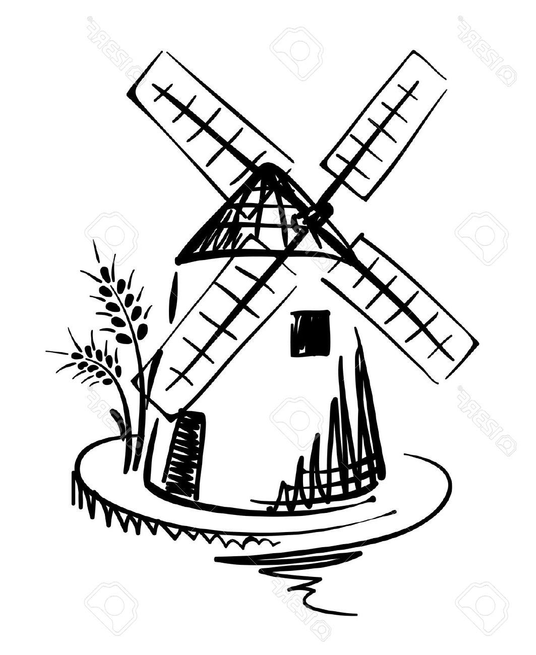 1063x1300 Windmill Drawing Free Download