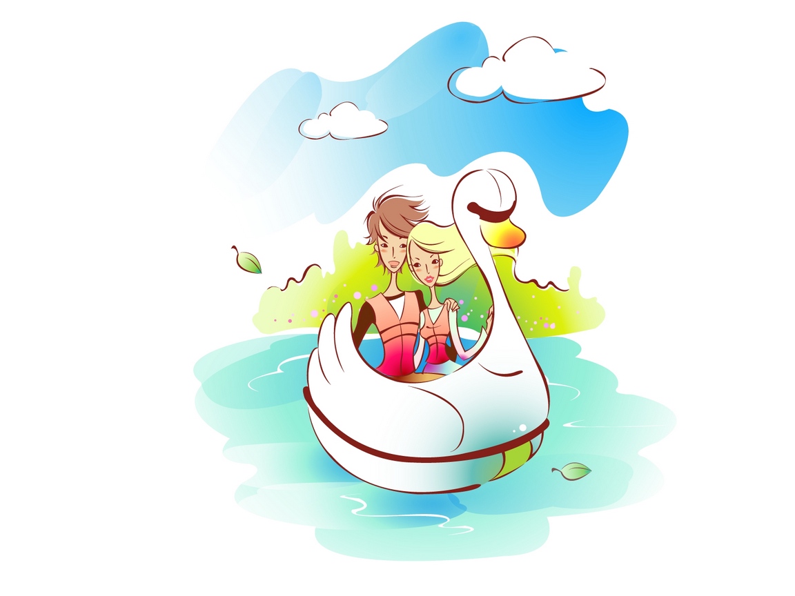 1152x864 Download Wallpaper Couple, Art, Drawing, Love, Boat