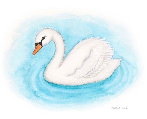 570x461 Swan Art Print Bird Art Swan Wall Art Girls Room