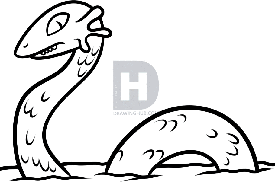 910x603 How To Draw Nessy For Kids, Step