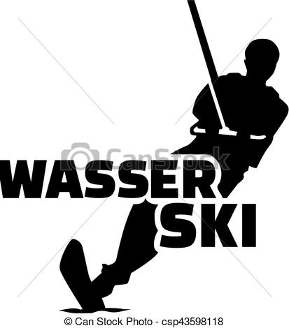 413x470 Water Ski Silhouette With German Word
