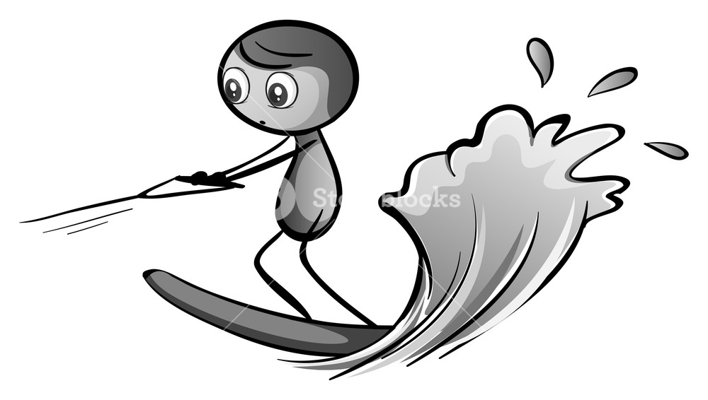 1000x566 Man Playing Water Ski Illustration Royalty Free Stock Image